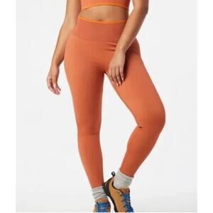 Outdoor Voices Seamless Rib Legging High Rise Athletic Stretch Orange Gym Sporty
